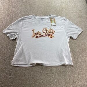 Rivalry Threads Iowa State Cyclones Womens XL Grey White Mesh Crop Top Shirt NWT